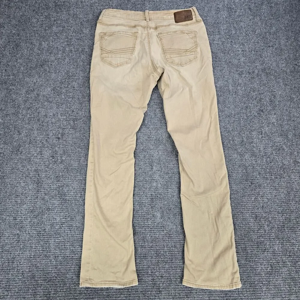 BKE Jake Straight Jeans Mens 33L Measure 32x32 Tan Khaki Straight Leg Buckle
